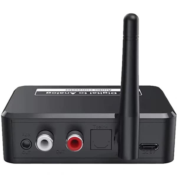 Bluetooth lydadapter - BT 5.3 - SPDIF/3.5mm AUX//RCA/USB - Bluetooth lydmottaker - B35T - Svart