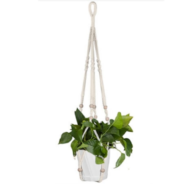 Chic Macrame Växtupphängare, Tjock Bomull för Stabilitet I En Stilren Och Unik Design, Perfekt För Boho Utomhus Heminredning (1ST, 35 tum)