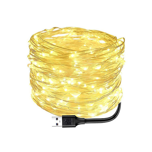 USB-käyttöiset jouluvalot, 10 m 100 LED, 20 m 200 LED, koristeelliset valot juhliin, häihin, festivaaleille, makuuhuoneen pöydän koristeluun