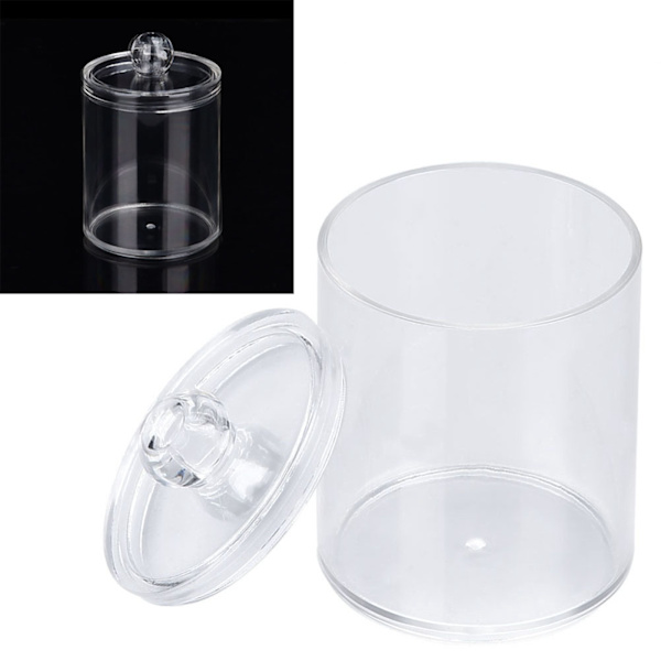 Transparent Rund Bomuldspodsetui Akryl Bomuldspindholder Opbevaringsbeholder Organizer