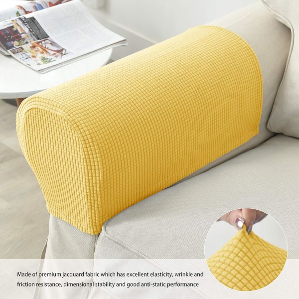 Set med 2 Jacquard Stretch Sofa Armchair Armrest Covers Anti-Slip Furniture Protector Armrest Slipcovers for Sofa Recliner