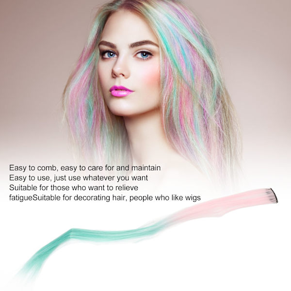 10 st Hårklämmor för Långt Hår, Individuellt Förpackade, Hårtillbehör, Clip-in Hårförlängning, Rosa Gradient Gräsgrön