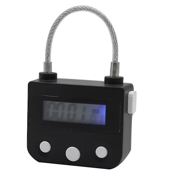 Metaltimerlås USB LCD-skærm Metal Elektronisk Genopladelig Timer Multifunktionshængelås Sort