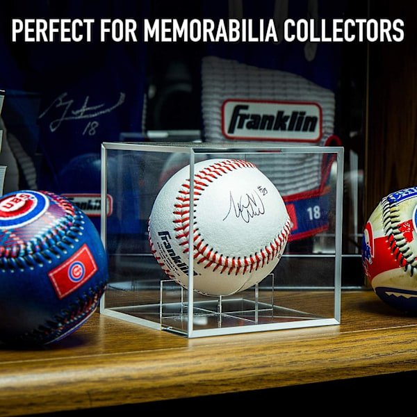 Baseboll Displayfodral, Autografdisplay med enkel tvådelad montering, UV-skyddad akryl kubdesign, handgjord memorabilia display,