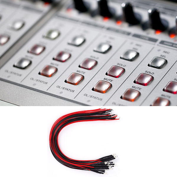 50 stk. diode-kablet lysende rundt hoved fremhæv lige stik LED-perler 12V 3mm
