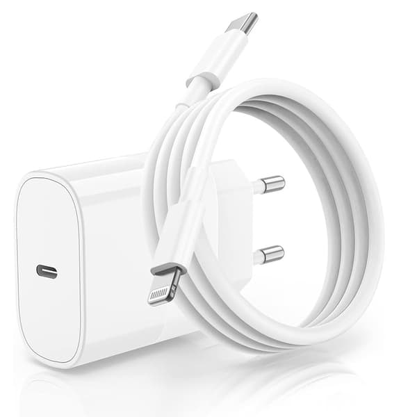 20W Hurtigoplader USB-C til iPhone 11/12/13/14 med Lightning-kabel Hvid