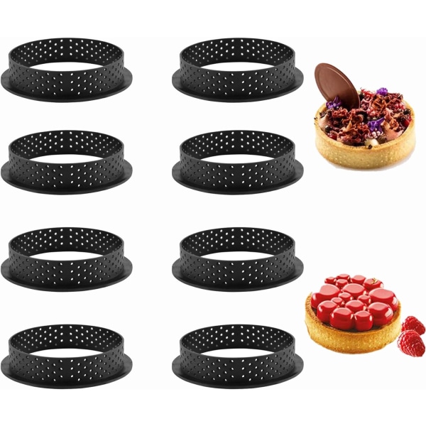 Circular Stainless Steel Porous Cake Ring Mould, with Holes,8Pieces