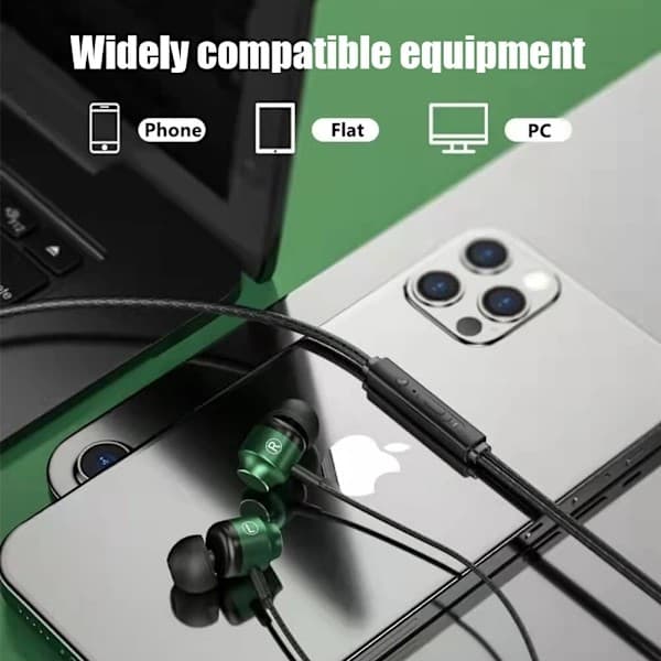 Gaming Grön Metall HiFi Bas Stereo 3,5 mm Typ CE Grön/3,5 mm