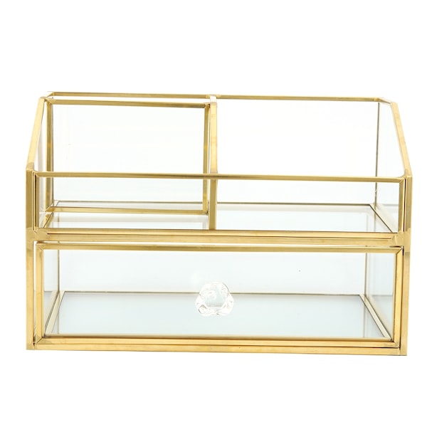 Transparent Glas Neglegel Organizer til Skrivebord Manicure Værktøj Opbevaringsbeholder