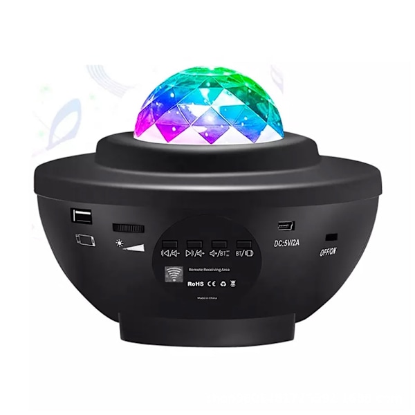 Stjerne LED-projektor Stjerne Galaxy-projektorlampe 21 lysmoduser 360 ° roterende bølge Bluetooth-høyttalerboks timer