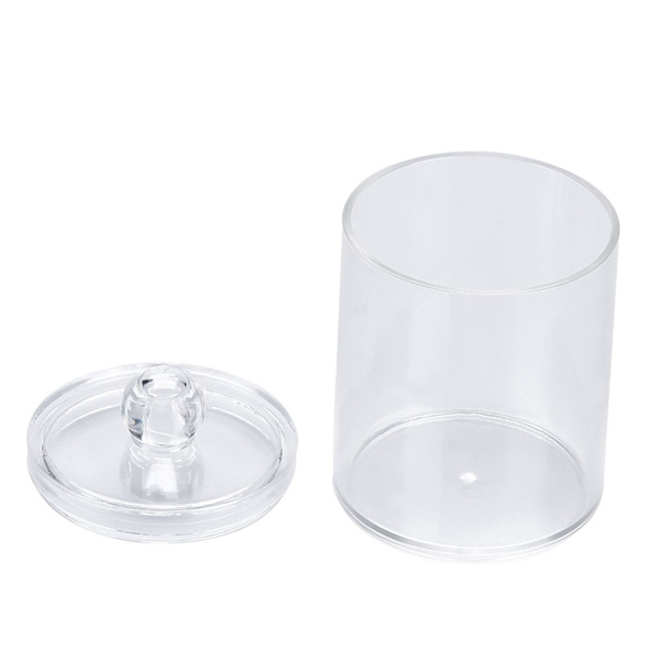 Transparent Rund Bomuldspodsetui Akryl Bomuldspindholder Opbevaringsbeholder Organizer