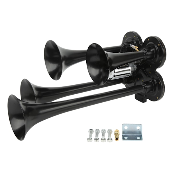 4 Trompeter Luftkompressor Horn 150DB 12V Super Høy Universal Passform for Biler Lastebiler Båter Tog
