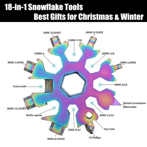 Snöflinga Multiverktyg, Snowboard Skruvmejsel Kompakt Snöflingor Multiverktyg, Snöflinga Verktyg för Flasköppnare/Utomhuscamping/Nyckelring