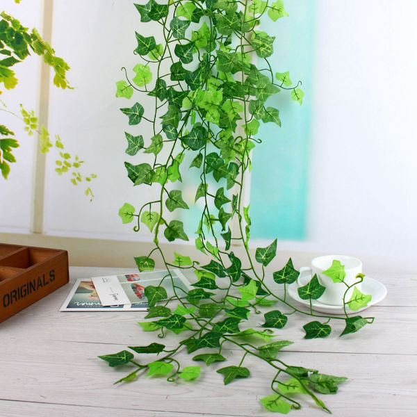 DIY Konstgjorda Falska Växter Grön Murgröna Vinblad Blomsterlöv Girlang Heminredning
