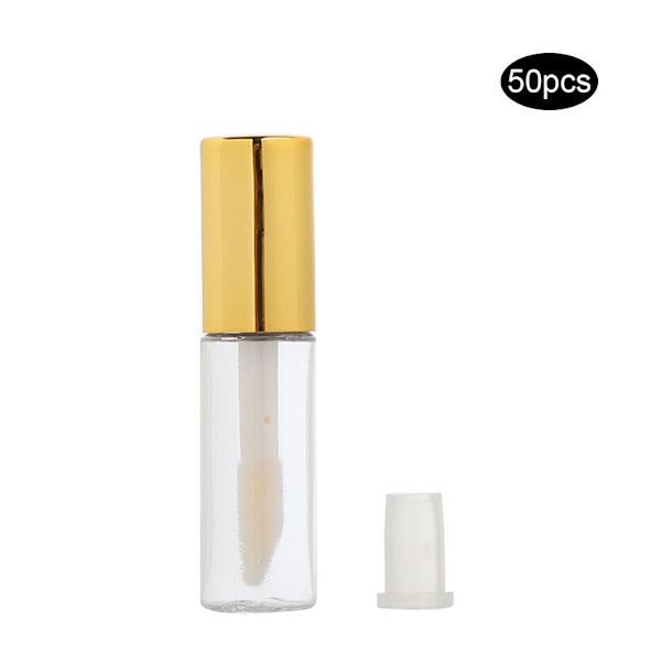 50 stk Tomme Læbeglansrør DIY Læbepomadeflaske Beholder Makeup Værktøj (1,2 ml/stk Guld Låg)