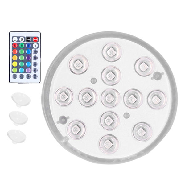LED-poolmagnetlampa IP68 16 färger RGB undervattensljus med 28-tangenters fjärrkontroll sugkopp