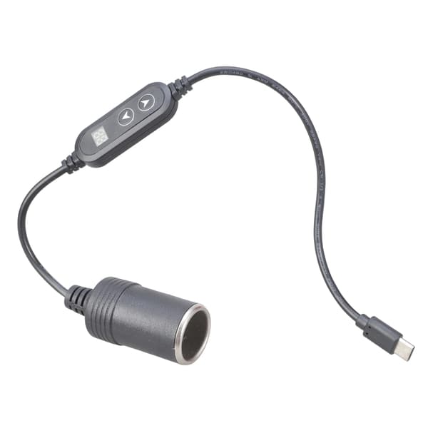 USB C til 5V9V12V15V24V Bil Cigarettænder Adapter med Spændingsdisplay til Dash Cams og Enheder