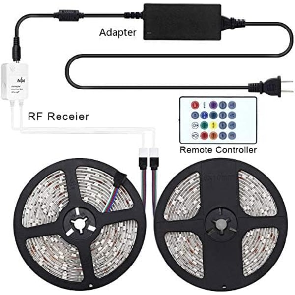 LED-strimmelbelysning synkroniseres til musik RGB-lysbånd 32,8ft IP65 vandtæt LED-lysbåndssæt 300LEDs SMD 5050 tape lys farveskiftende lys