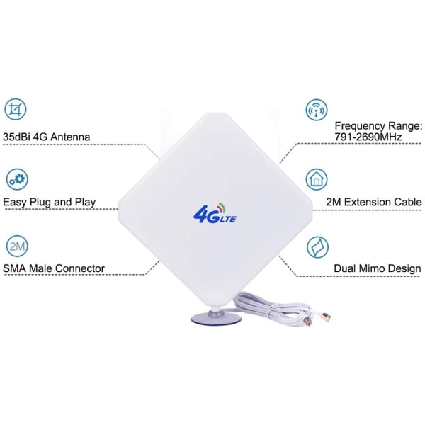 4G høyytelses LTE-antenne 35dBi WiFi-signalforsterkerforsterkermodemadapternettverksmottakerantenne med lang rekkevidde for mobile hotspots