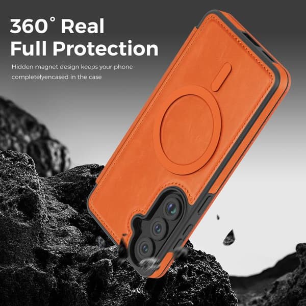 Samsung Galaxy S26+ / S26 Plus 5G Lædercover med MagSafe Orange