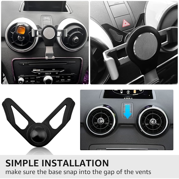 Magnetisk hållare för Audi A1 8X 2010-2018, Smart design med 360 graders rotation, Enkel installation biltelefonhållare för de flesta smartphones, Hög kvalitet