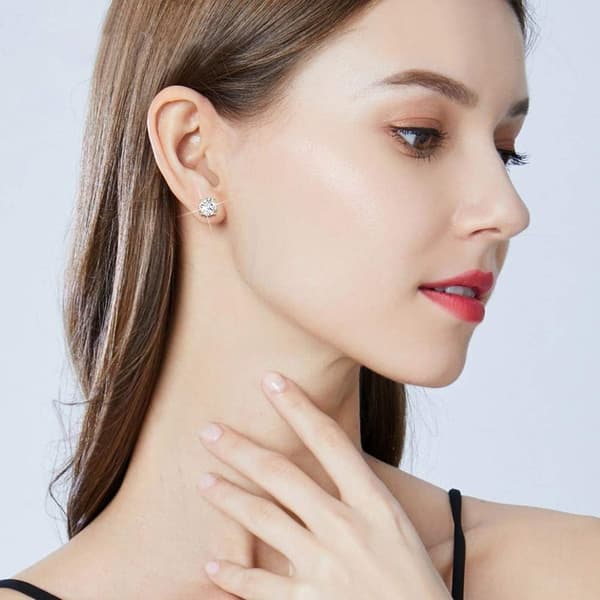 6 par 14K gullbelagte runde klare Cubic Zirconia øredobber