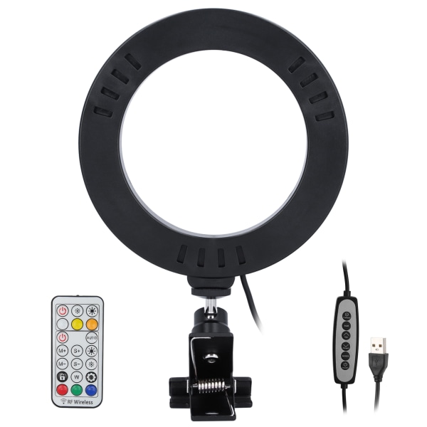 16cm LED USB Sirkel Lys RGB Ring Fyllelys med Klemmeholder for Selfie Live Makeup