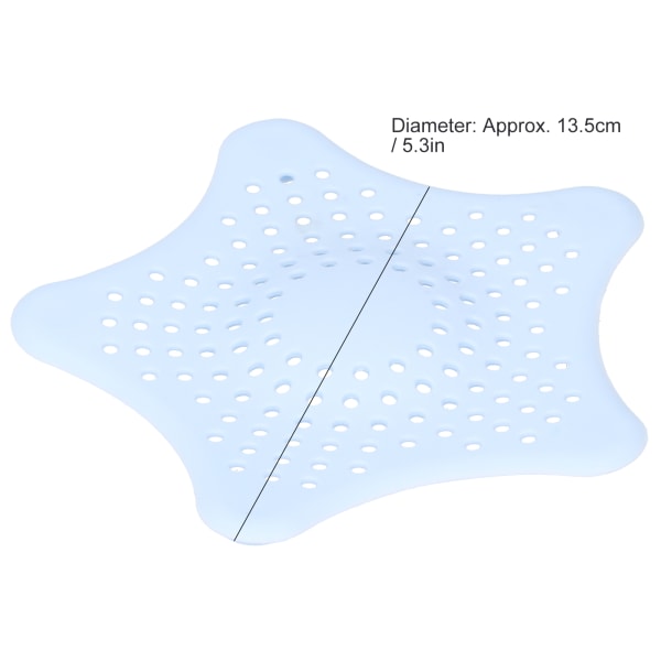 6 stk. afløbsbeskyttelse til vask, femtakket stjerne, anti-stop silikone hårstopper, afløbsdæksel, lyseblå