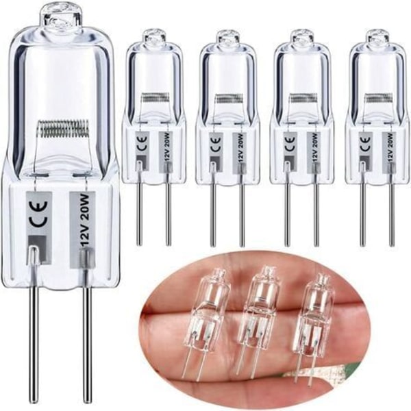 G4 Halogen 12v 20w, 5 stk. G4 12v 20w Varmt Hvidt Lys Pærer med 3000 Timers Lang Levetid, Høj Lysstyrke 300lm, G4 Bi-Pin Sockel, G4