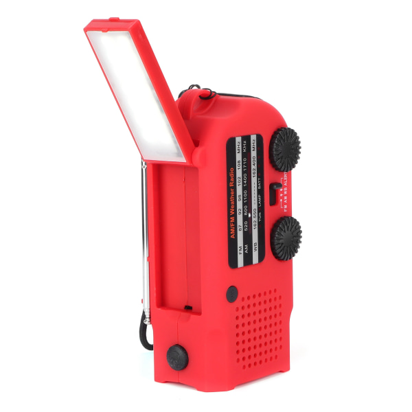 Multifunktionell handvevradio ABS solenergi SOS-larm nödficklampa Powerbank
