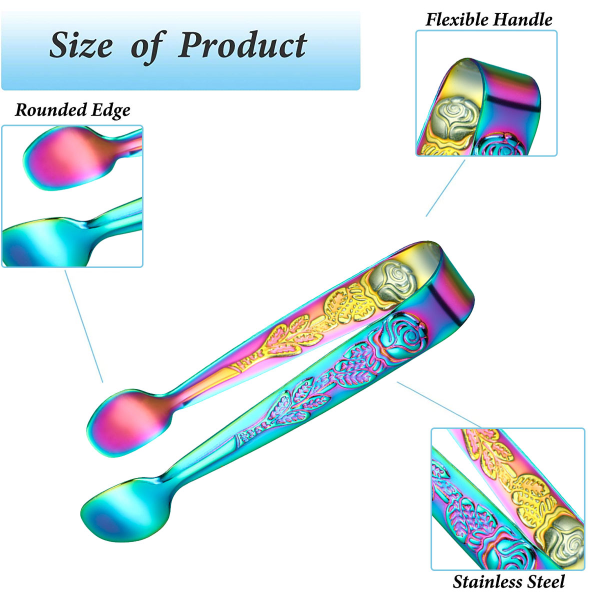Minimat tång, roséguld rostfritt stål sockerbit tång, små istång, för tebjudningar, kaffebjudningar, etc
