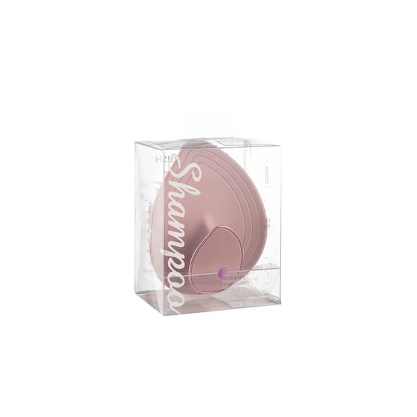 Bladformet hovedbundsrensende shampoo-kam, pink
