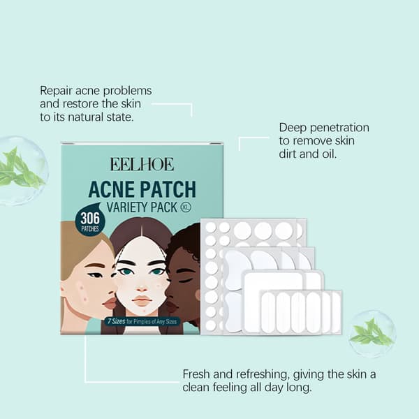 Acne Patch Hudvårdsset - Daglig Ansiktsrengöring, Lugnande och Närande Hudvårdsplåster