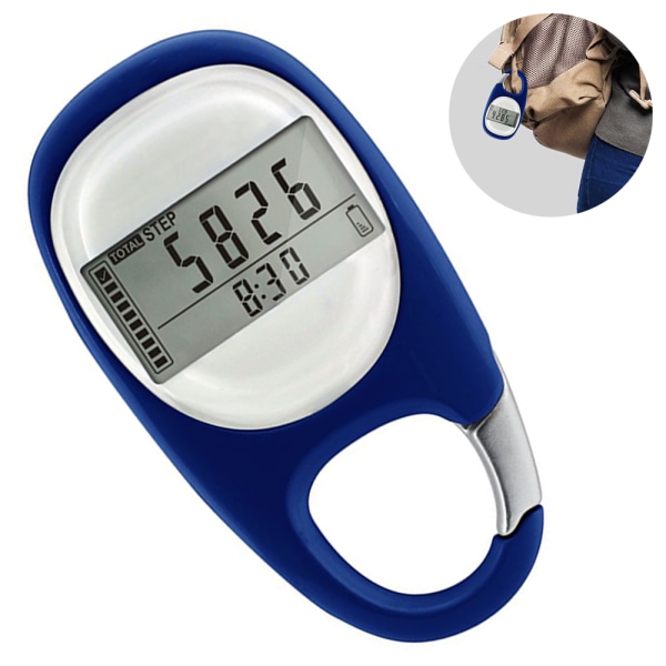 3D Clip On Pedometer Digital Easy Walking Pedometer Clip On Activity Time Distance Kilometers Exercise(White)