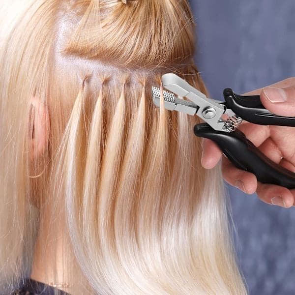 Hårforlængerjern til bonding extensions, hårdel, hårfortykkelse, hårfjerning (sort)