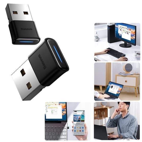 Baseus BA04 Bluetooth 5.1 USB-adapter – Trådløs tilkobling opptil 20m svart
