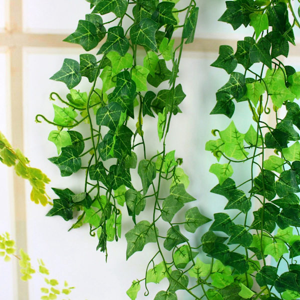 DIY Konstgjorda Falska Växter Grön Murgröna Vinblad Blomsterlöv Girlang Heminredning