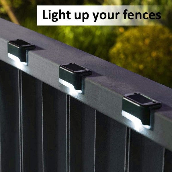 Vandtæt solcelle hegn lys, solcelle dæk lys, trappe lampe, IP65 LED solcelle have lys til terrasse trappe hegn (varmt lys-sort, 12 stk.)
