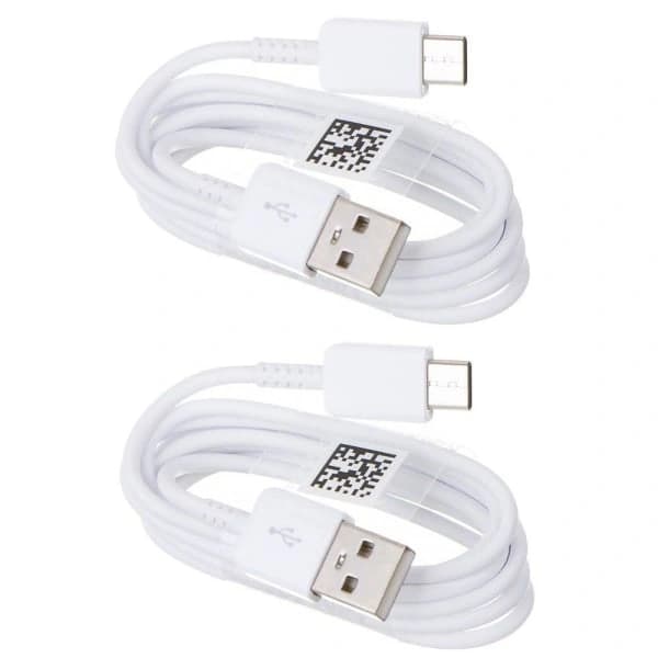 2 kpl Samsung 1,2 m erikoispitkä USB-C-latauskaapeli valkoinen
