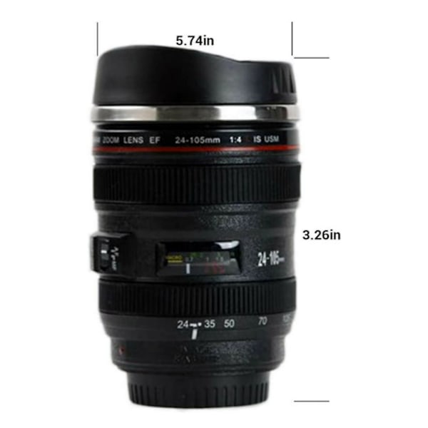 Kreativ Kameralins Kaffemugg, Rostfritt Stål Isolerad Tumbler Kopp för Fotografer och Videografer, Resetermos Håller Varmt/Kallt