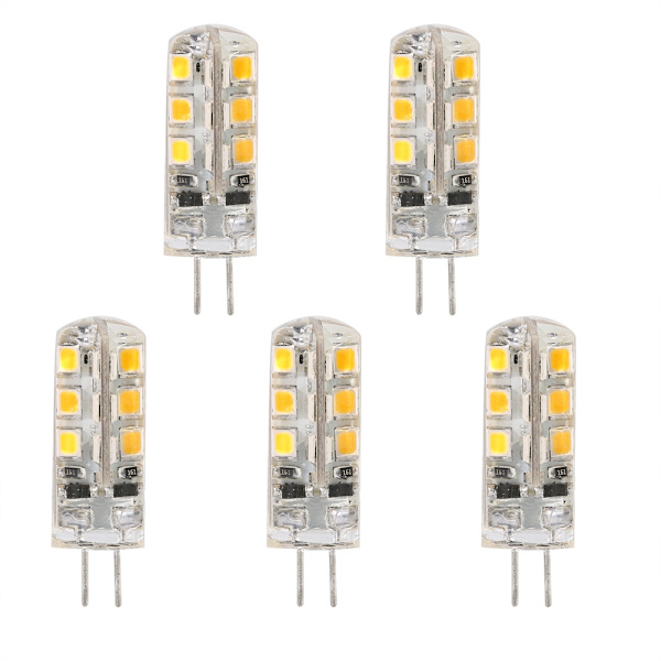 5 kpl LED G4 -lamppu DC12V Kristallilamppu Kotilamput Vaihda Silikonivalo 2835 2W Lämmin valkoinen