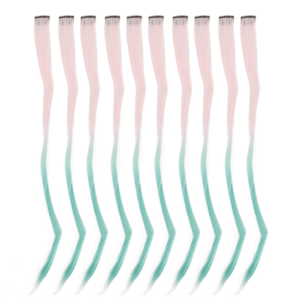 10 st Hårklämmor för Långt Hår, Individuellt Förpackade, Hårtillbehör, Clip-in Hårförlängning, Rosa Gradient Gräsgrön