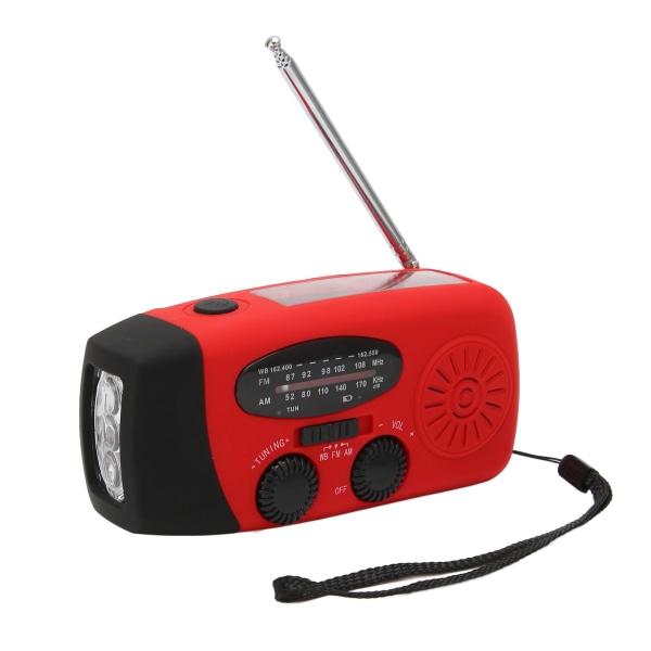 Håndsveivradio AM/FM NOAA 3 lademetoder 1200mAh Powerbank Nødradio med LED-lommelykt for fotturer