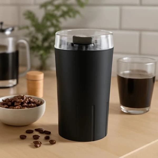 Elektrisk kaffekværn, 300W krydderikværn, elektrisk urtekværn, 8 knive i rustfrit stål - sort sort