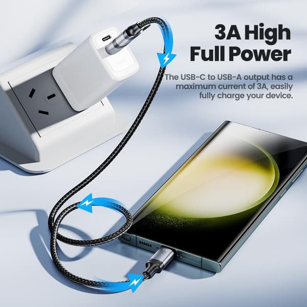 USB C til USB C-kabel 2-i-1 60W hurtigladekabel PD med USB A-adapterkabel Nylon datakabel kompatibel med iPhone 16/17, MacBook, iPad, Galaxy,