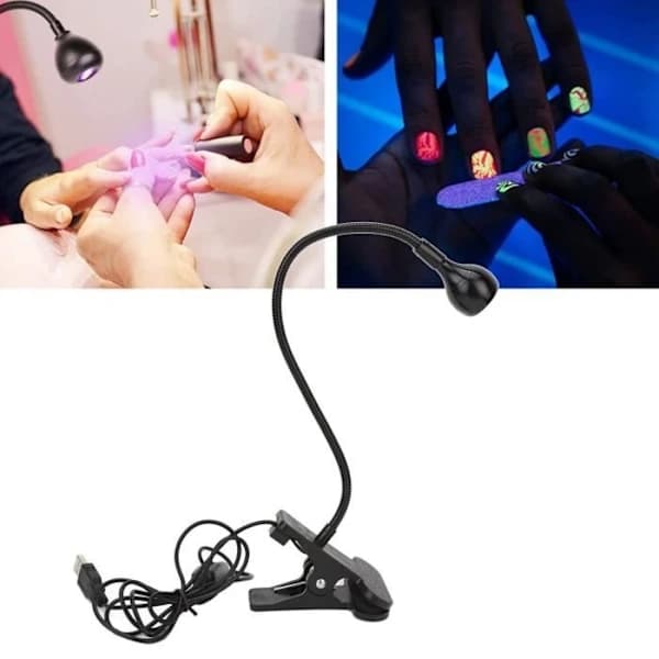 (Sort) Mini UV-lampe - MXZZAND - 360° justerbar - Negletørrer - Multifunktionel - Sort