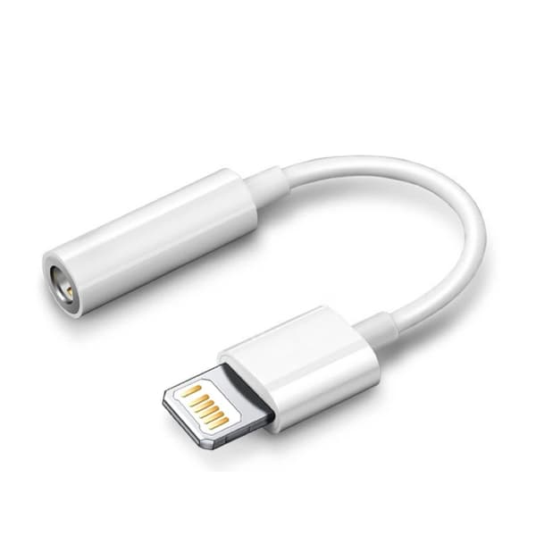 Lightning till 3,5 mm AUX hörlursadapter för iPhone/Apple Vit