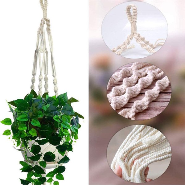 Macrame hængende planteophæng, 2 stk. Macrame planteophæng til blomster