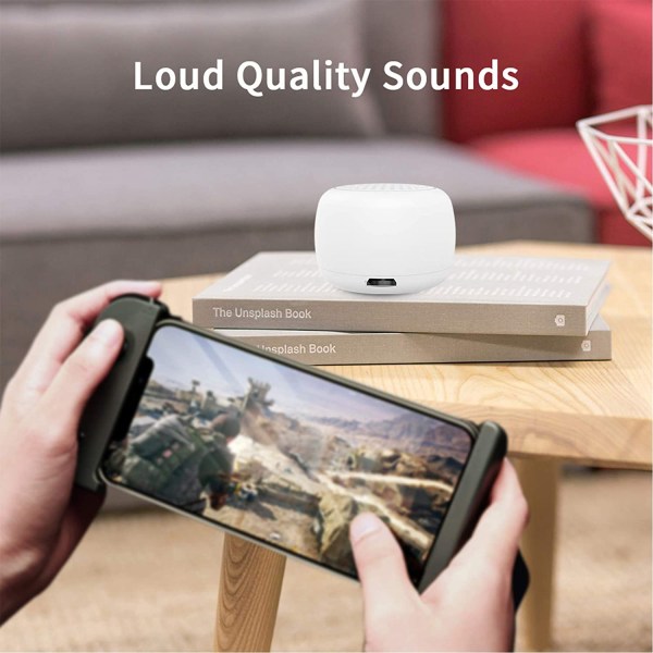 Bärbar mini Bluetooth högtalare, förbättrad bas och högupplöst ljud (svart) White