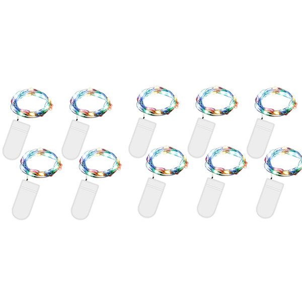 LED-ljusslinga batteri, 10 stycken 2M 20LED mikro batteridriven koppartråd ljusslinga flerfärgade julbelysning för rum,